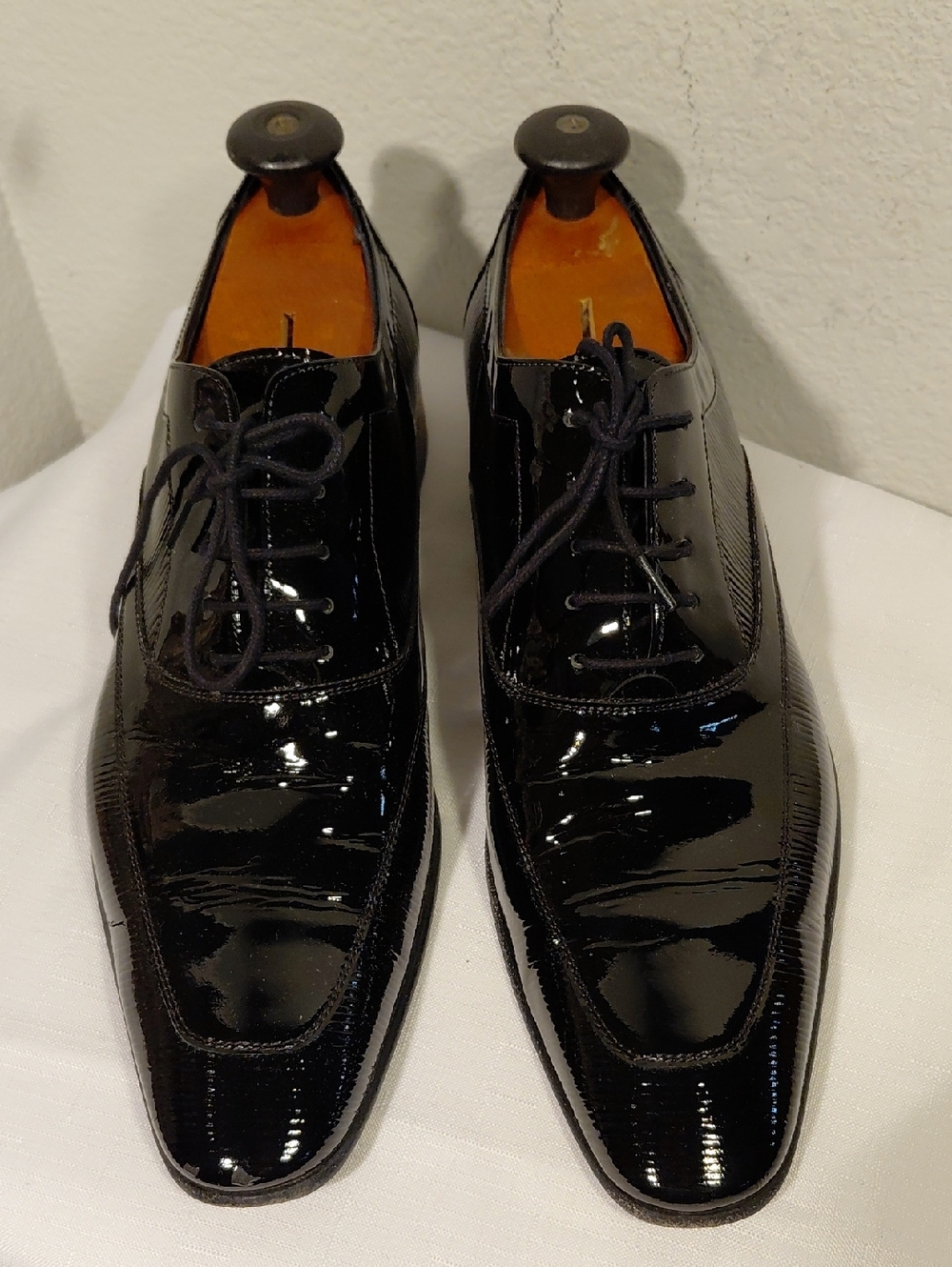 Men's Black Patent Lace-Up Dress Shoes